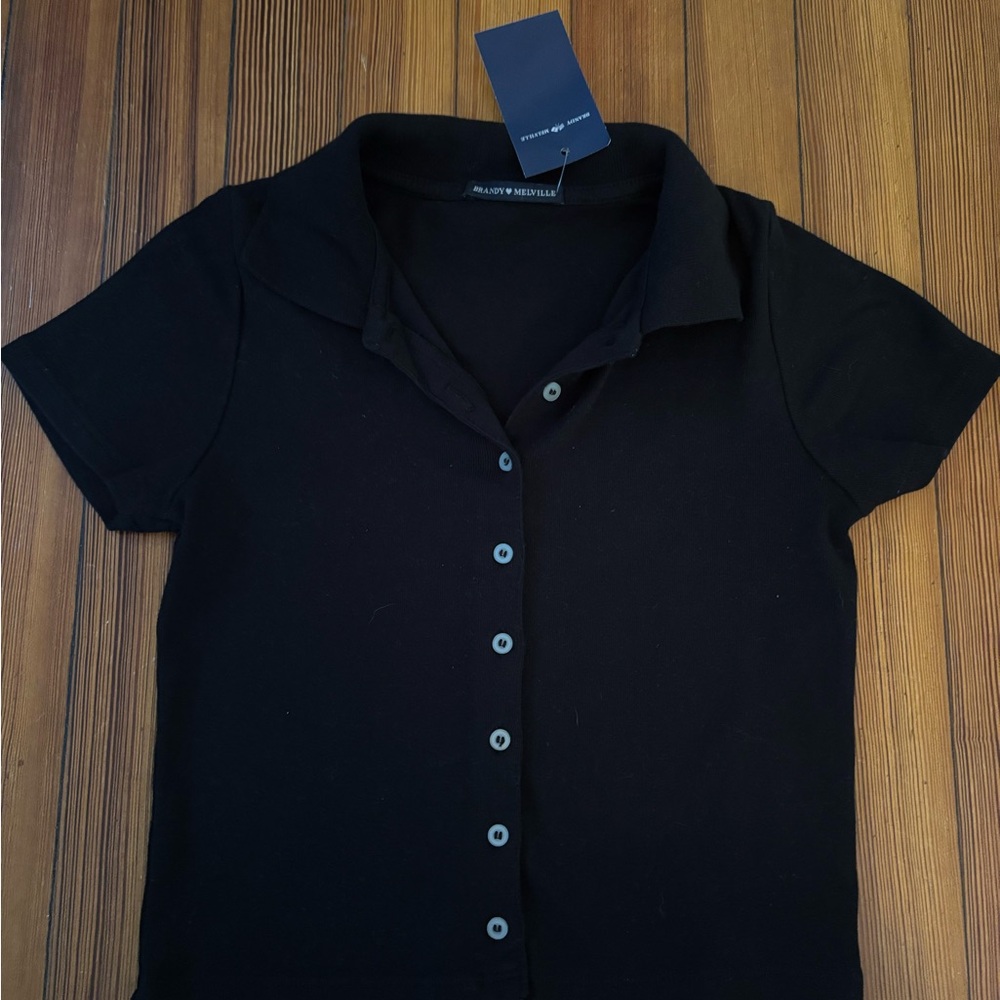 Brandy Melville Black Button-Up Shirt